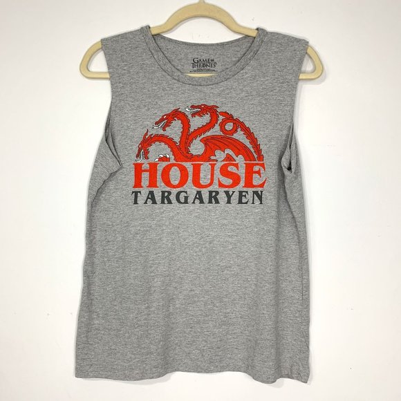 GAME OF THRONES Gray House‎ Of Targaryen DragonCrewneck Sleeveless Tee Sz M - Picture 2 of 7